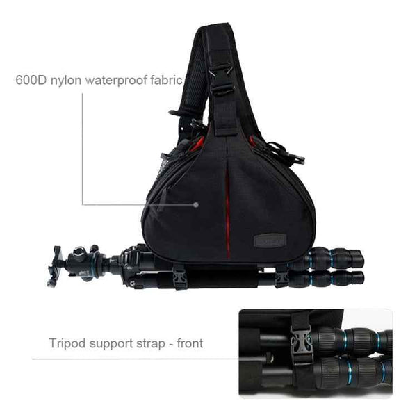 CADEN Triangle Camera Bag with Rain Cover for Canon/Nikon/Sony, 36x31x15cm, Army Green