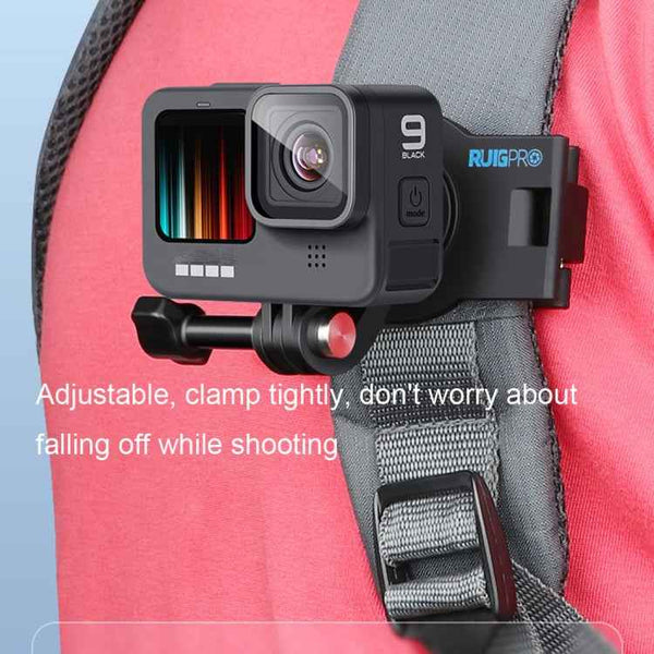 RUIGPRO 360° Rotating Quick Release Shoulder Backpack Mount for GoPro Hero12/11/10/9/8/7/6/5, Insta360 Ace, DJI Osmo Action 4 (Black)