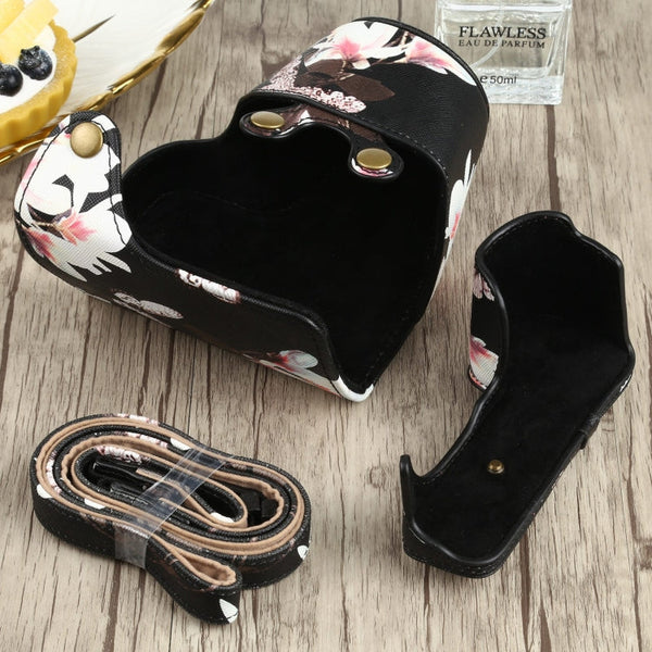 Flower Pattern PU Leather Camera Case for Sony A6000 / A6300 / A6400 / Nex 6