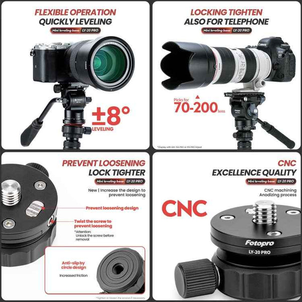 Fotopro LY-20 Pro 360 Degree Panorama Tripod Head Base (Black)