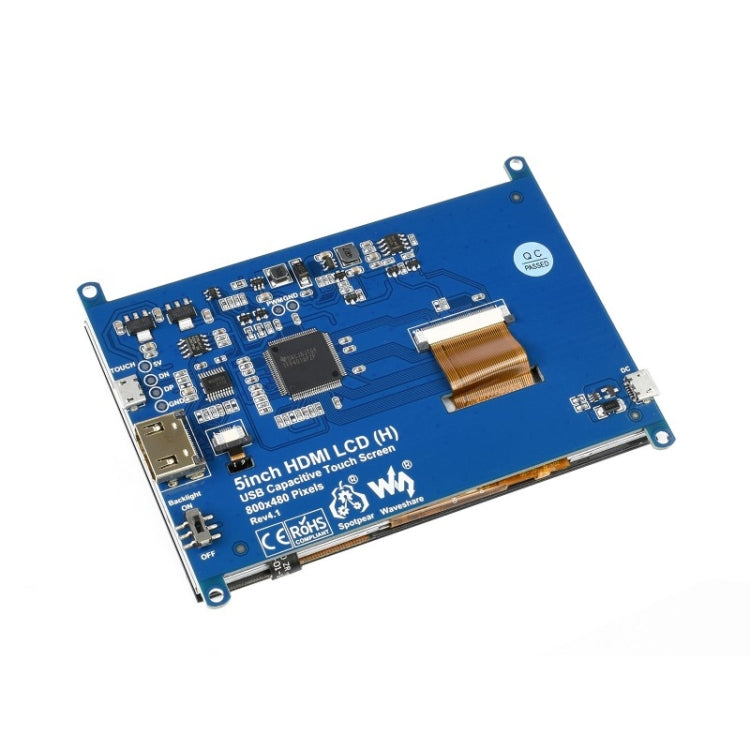 Waveshare 5 inch Slimmed-down Version 800 x 480 Toughened Glass Panel Capacitive Touch Screen LCD (H), 5 inch