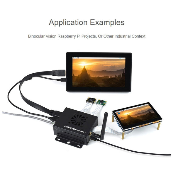 Waveshare Mini IO Board Full Ver Mini-Computer Base Box with Metal Case & Cooling Fan for Raspberry Pi CM4, Mini IO Board Full Ver