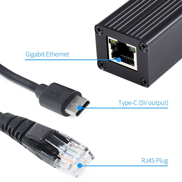 Waveshare Metal Case Gigabit PoE Splitter, 5V 2.5A Type-C Out
