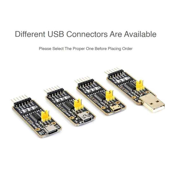 Waveshare Type-C / USB-C to UART High Band Rate Transmission Module Connectors, USB-C