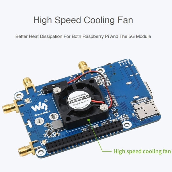 Waveshare SIM8202G-M2 5G HAT B Multi Band Snapdragon X55 Module Board for Raspberry Pi, SIM8202G-M2 5G HAT B