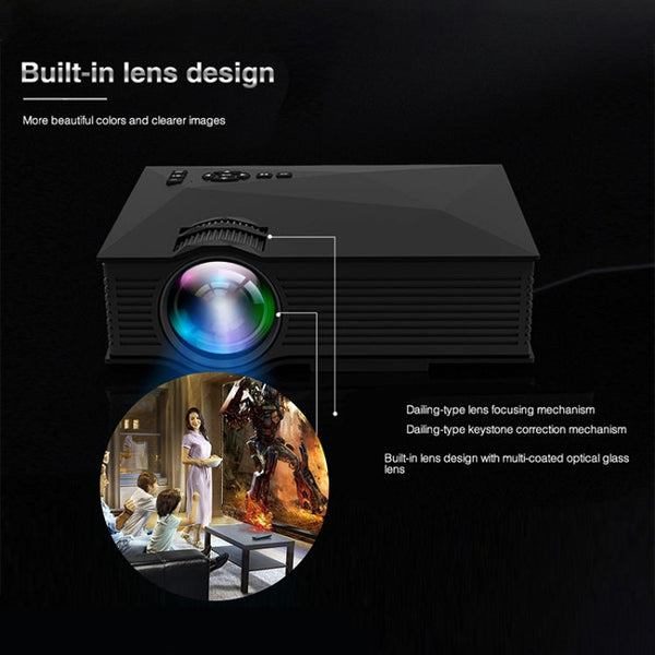 UC68 80ANSI 800x400 Home Theater Multimedia HD 1080P LED Projector,  Support USB/SD/HDMI/VGA/IR
