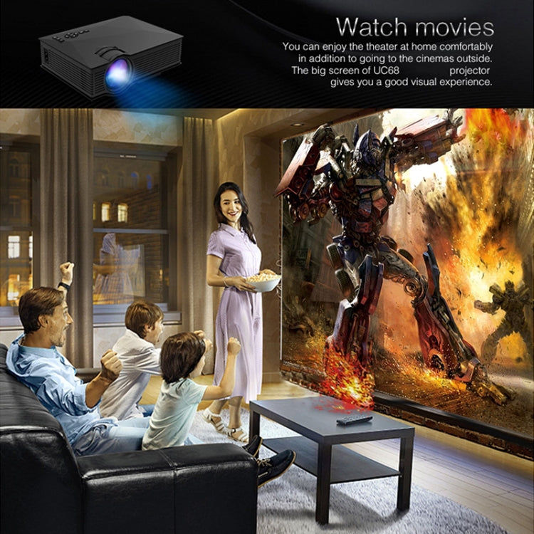 UC68 80ANSI 800x400 Home Theater Multimedia HD 1080P LED Projector,  Support USB/SD/HDMI/VGA/IR