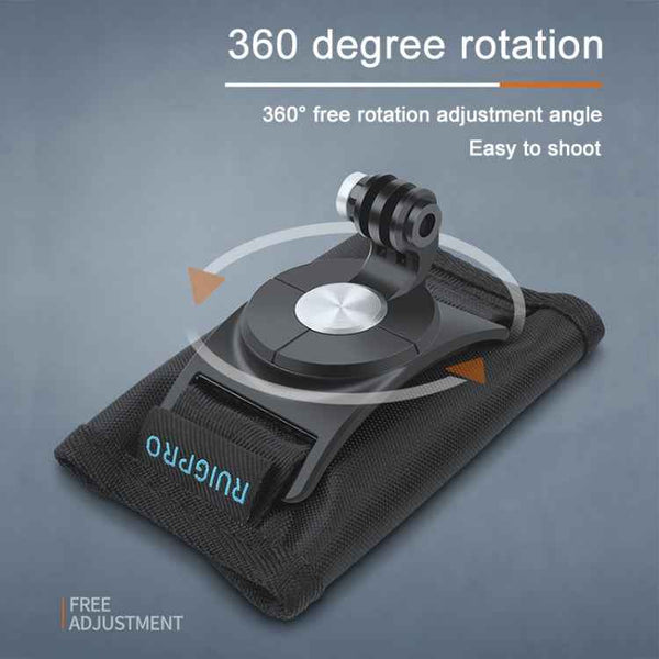 RUIGPRO Hook & Loop Fastener Backpack Mount with Screw for GoPro, DJI Osmo, Xiaoyi Cameras (Black)