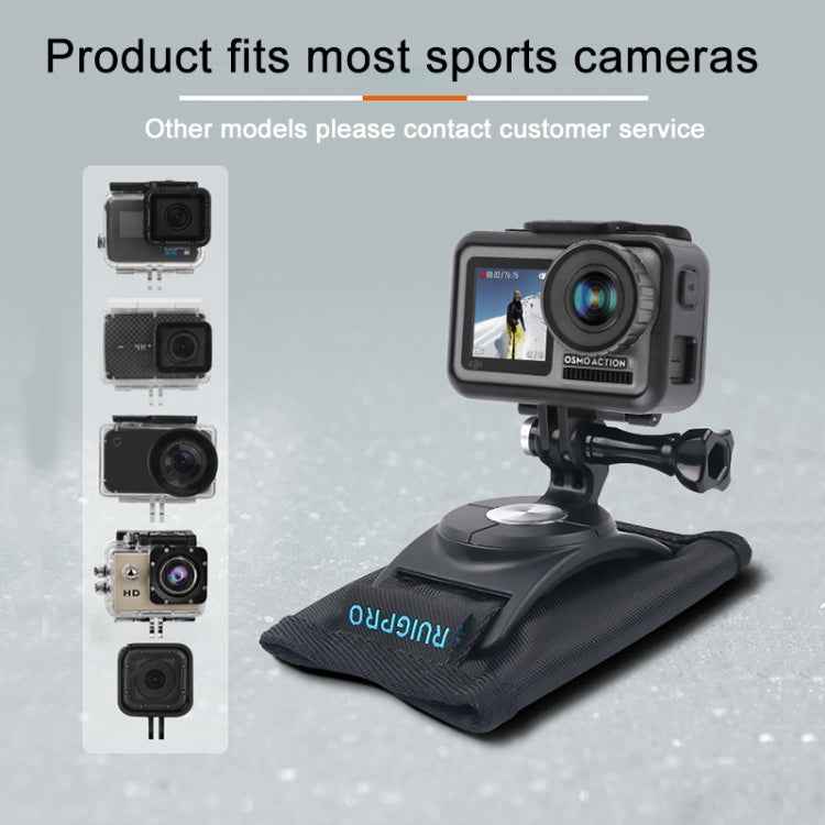 RUIGPRO Hook & Loop Fastener Backpack Mount with Screw for GoPro, DJI Osmo, Xiaoyi Cameras (Black)