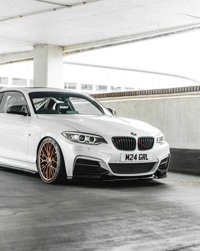 BMW 2 SERIES, M235I & M240I F22 F23 EVO-1 GLOSS BLACK FRONT SPLITTER BY ZAERO (2014-2019)