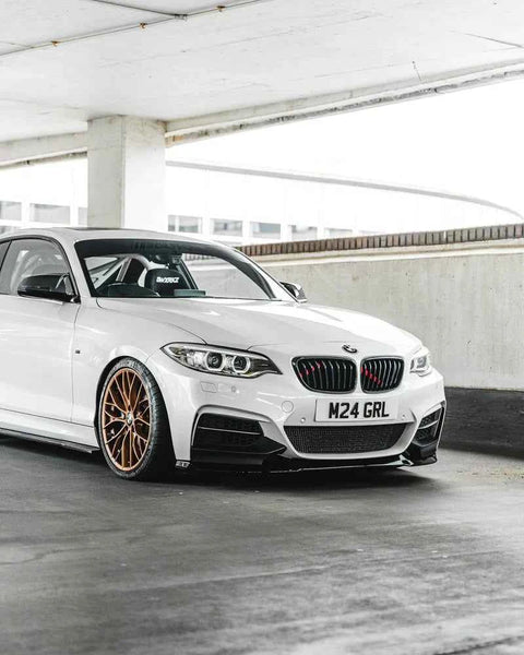 BMW 2 SERIES, M235I & M240I F22 F23 EVO-1 GLOSS BLACK FRONT SPLITTER BY ZAERO (2014-2019)