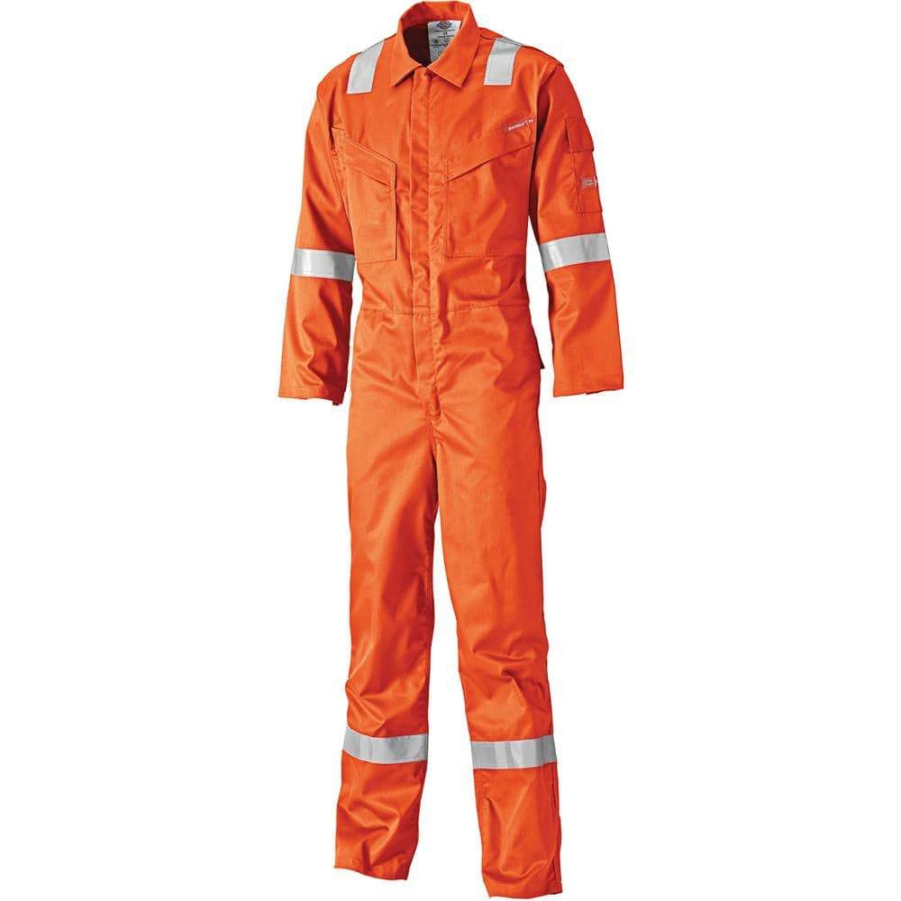 Dickies FR5401 Lightweight Pyrovatex Coverall, Flame Retardant Boiler Suit Red or Orange