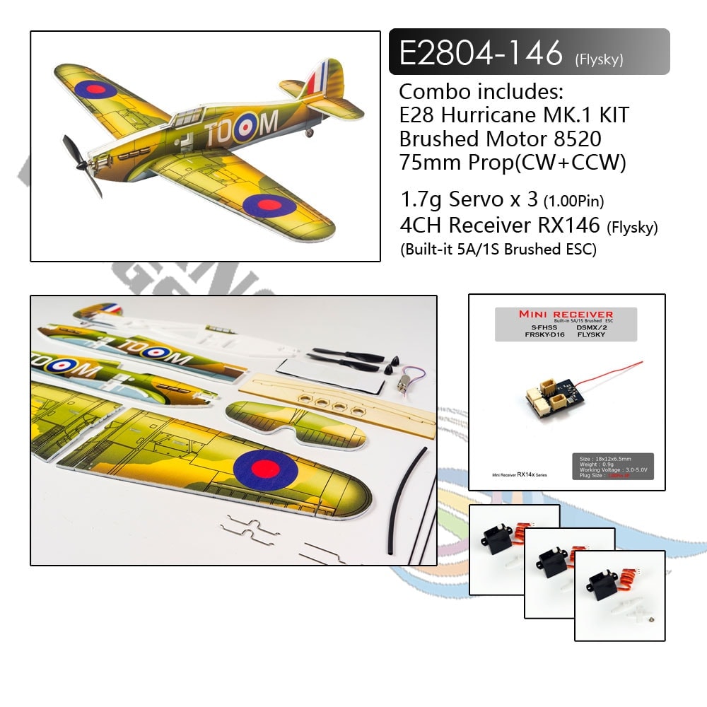Dancing Wings E28 420mm Hurricane MK1 R/C Aircraft Kit