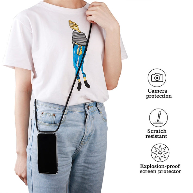 Four-Corner Anti-Fall Trasparent TPU Mobile Phone Case With Lanyard for iPhone, For iPhone 11 Pro