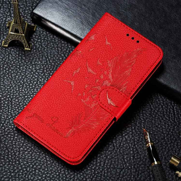 Feather Pattern Litchi Texture Horizontal Flip Leather Case with Wallet & Holder & Card Slots, For Google Pixel 3a XL, For Google Pixel 4