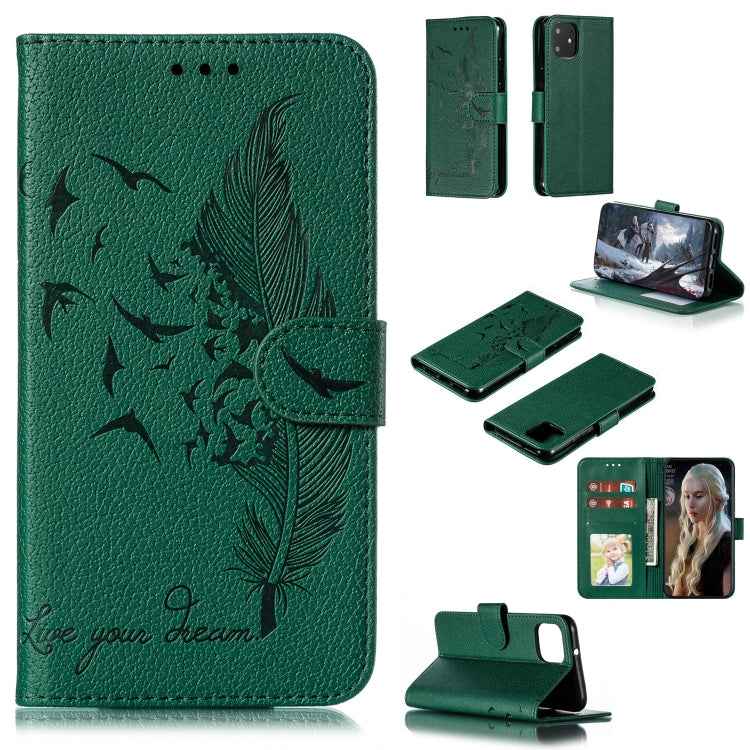 Feather Pattern Litchi Texture Horizontal Flip Leather Case with Wallet & Holder & Card Slots, For Google Pixel 3a XL, For Google Pixel 4