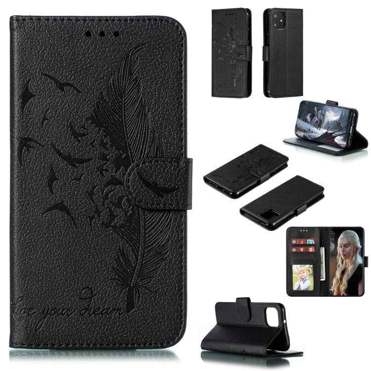 Feather Pattern Litchi Texture Horizontal Flip Leather Case with Wallet & Holder & Card Slots, For Google Pixel 3a XL, For Google Pixel 4