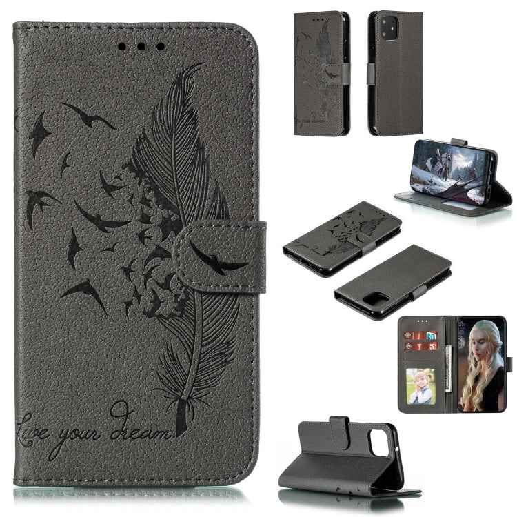 Feather Pattern Litchi Texture Horizontal Flip Leather Case with Wallet & Holder & Card Slots, For Google Pixel 3a XL, For Google Pixel 4