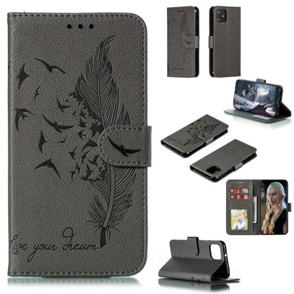 Feather Pattern Litchi Texture Horizontal Flip Leather Case with Wallet & Holder & Card Slots, For Google Pixel 3a XL, For Google Pixel 4