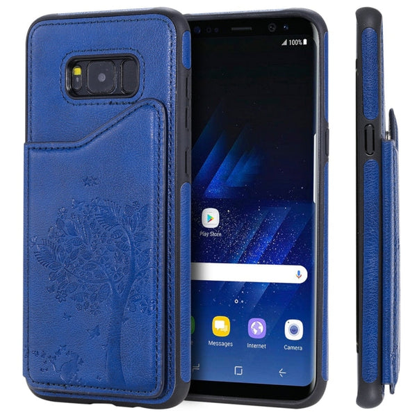 Cat Tree Embossing Pattern Shockproof Protective Case with Card Slots & Photo Frame, For Galaxy S8, For Galaxy S8+, For Galaxy S9, For Galaxy S9+