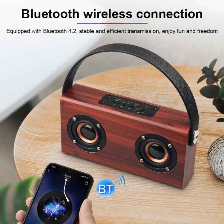 D10 Bluetooth 4.2 Portable Wooden Handheld Bluetooth Speaker, D10(Red Wood Texture)