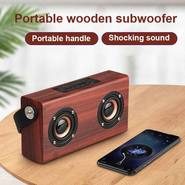 D10 Bluetooth 4.2 Portable Wooden Handheld Bluetooth Speaker, D10(Red Wood Texture)