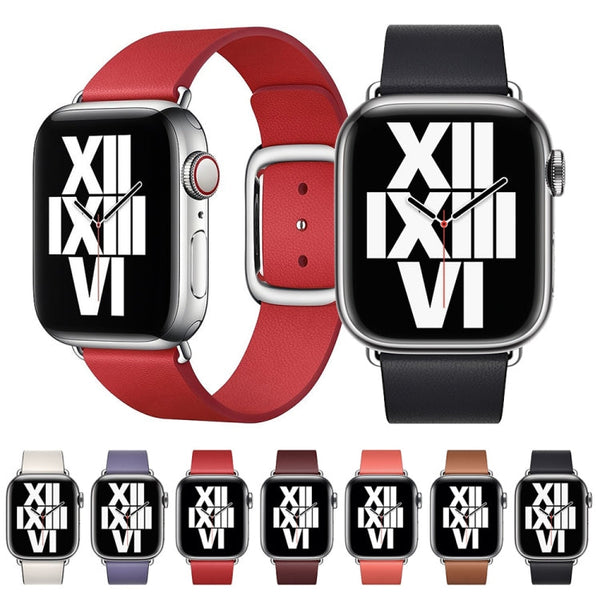 Modern Style Leather Watch Band For Apple Watch 49mm / 46mm / 45mm / 44mm / 42mm