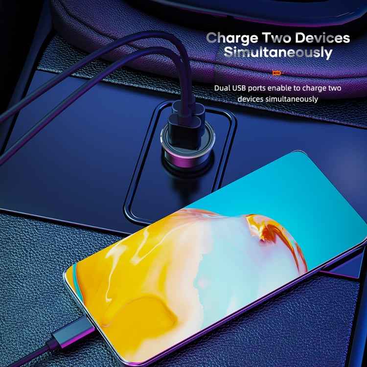 ROCK H11 4.8A 24W Mini Dual USB Car Charger(Black)