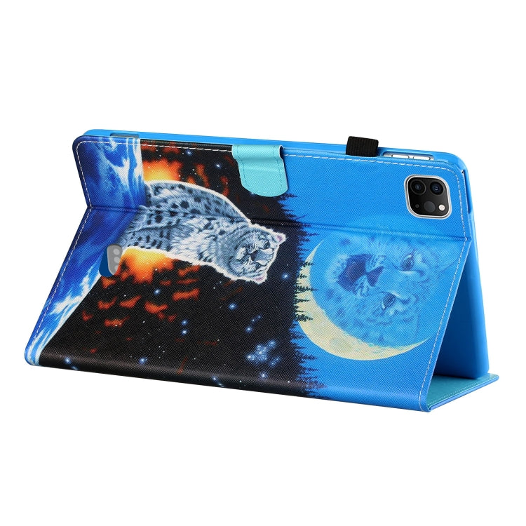 Sewing Thread Horizontal Painted Flat Leather Case with Pen Cover & Anti Skid Strip & Card Slot & Holder & Sleep / Wake-up Function