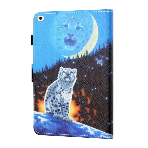 Sewing Thread Horizontal Painted Flat Leather Case with Pen Cover & Anti Skid Strip & Card Slot & Holder & Sleep / Wake-up Function