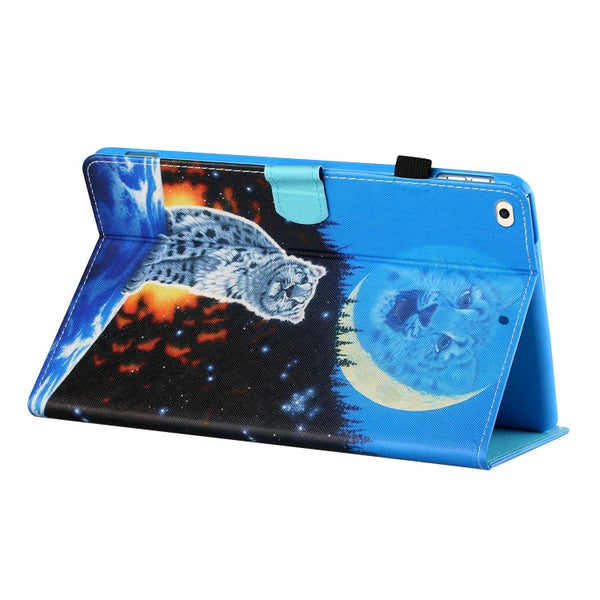 Sewing Thread Horizontal Painted Flat Leather Case with Pen Cover & Anti Skid Strip & Card Slot & Holder & Sleep / Wake-up Function