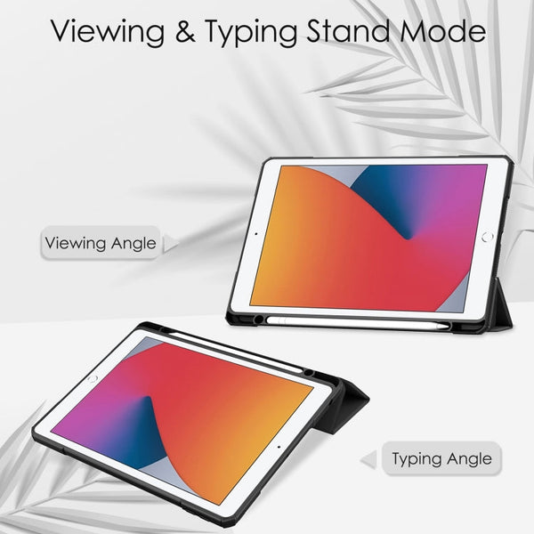 Transparent Acrylic + TPU Back Cover Horizontal Flip Leather Case with 3-folding Holder & Pen Holder & Sleep / Wake-up Function, For iPad 10.2 2021 / 2020 / 2019