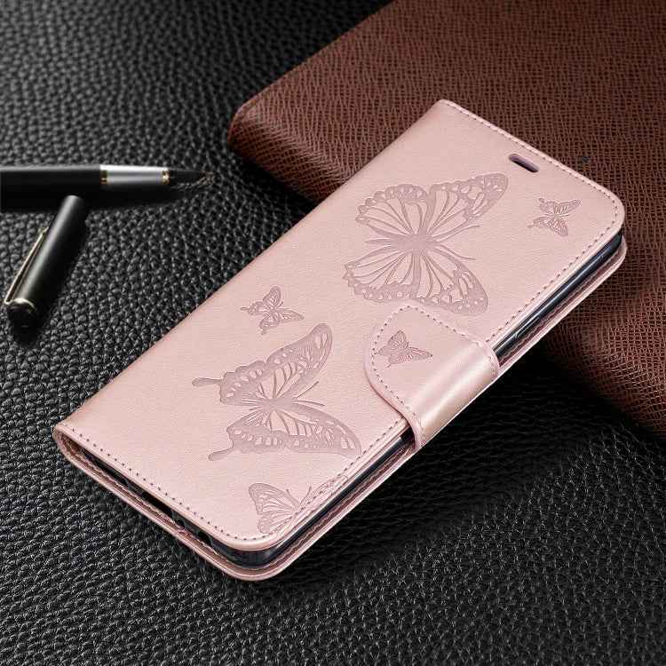 Two Butterflies Embossing Pattern Horizontal Flip Leather Case with Holder & Card Slot & Wallet & Lanyard, For Galaxy A20s, For Xiaomi Redmi Note 8 Pro