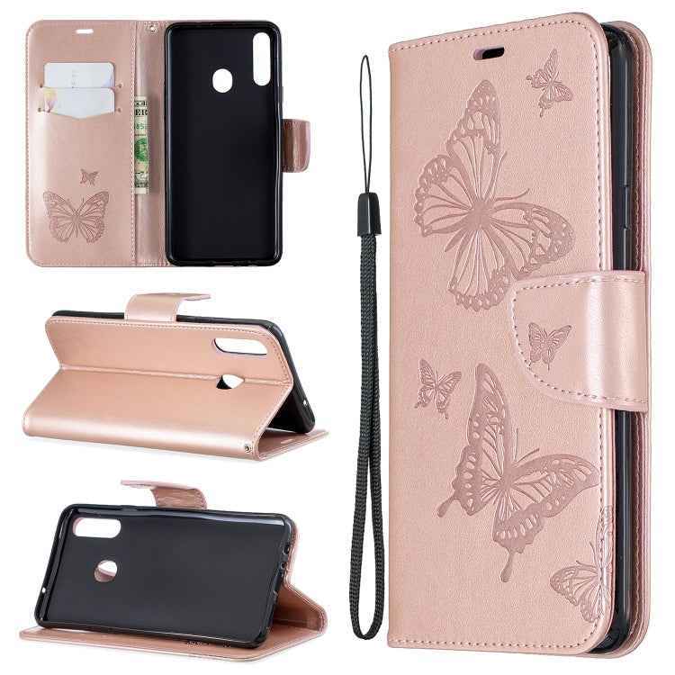 Two Butterflies Embossing Pattern Horizontal Flip Leather Case with Holder & Card Slot & Wallet & Lanyard, For Galaxy A20s, For Xiaomi Redmi Note 8 Pro