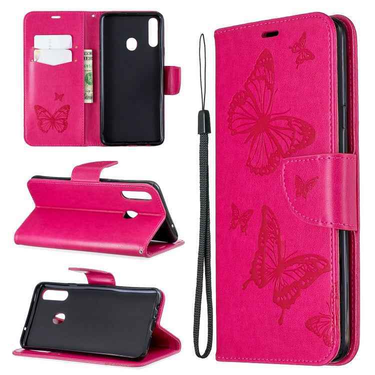 Two Butterflies Embossing Pattern Horizontal Flip Leather Case with Holder & Card Slot & Wallet & Lanyard, For Galaxy A20s, For Xiaomi Redmi Note 8 Pro