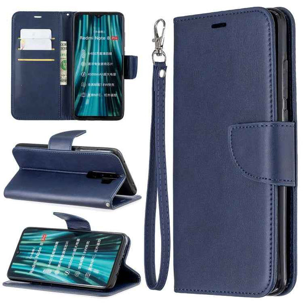 Retro Lambskin Texture Pure Color Horizontal Flip PU Leather Case with Holder & Card Slots & Wallet & Lanyard, For Xiaomi Redmi Note 8Pro