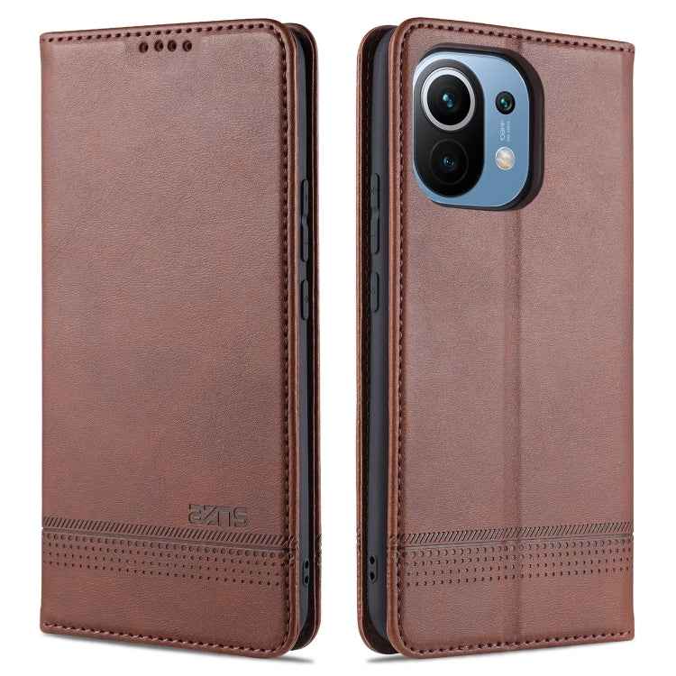 AZNS Magnetic Calf Texture Horizontal Flip Leather Case with Card Slots & Holder & Wallet, For Xiaomi Mi 11