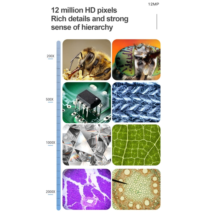 inskam315 7 inch IPS Screen 2000X 12MP HD Digital Microscope