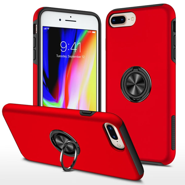 PC + TPU Shockproof Magnetic Protective Case with Invisible Ring Holder, For iPhone 6, For iPhone 6 Plus, For iPhone SE 2022 / SE 2020 / 8 / 7, For iPhone 8 Plus / 7 Plus
