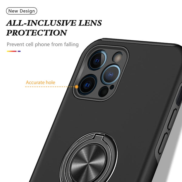 PC + TPU Shockproof Magnetic Protective Case with Invisible Ring Holder, For iPhone 12 Pro, For iPhone 12 Pro Max