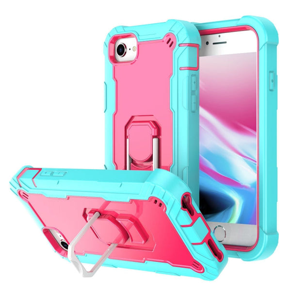 PC + Rubber 3-layers Shockproof Protective Case with Rotating Holder, For iPhone SE 2022 / SE 2020 / 8 / 7, For iPhone XS / X