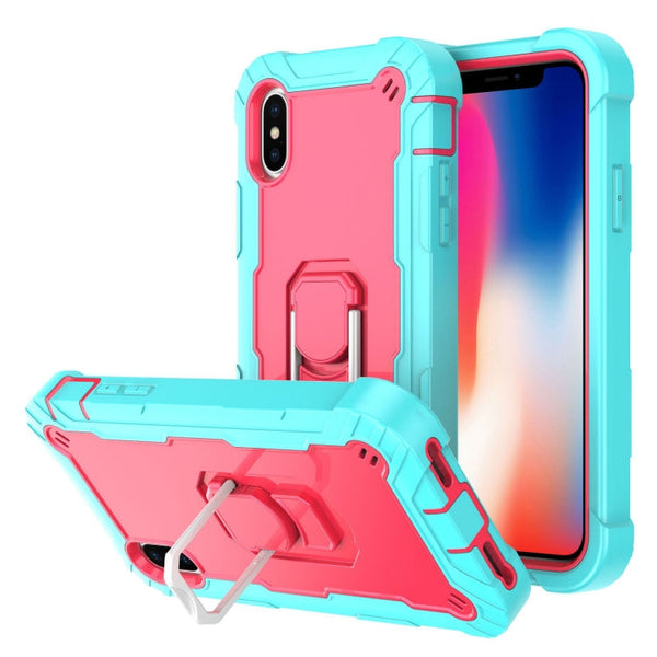 PC + Rubber 3-layers Shockproof Protective Case with Rotating Holder, For iPhone SE 2022 / SE 2020 / 8 / 7, For iPhone XS / X