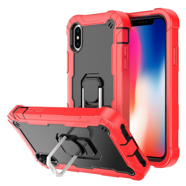 PC + Rubber 3-layers Shockproof Protective Case with Rotating Holder, For iPhone SE 2022 / SE 2020 / 8 / 7, For iPhone XS / X