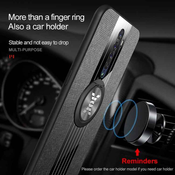 XINLI Stitching Cloth Textue Shockproof TPU Protective Case with Ring Holder, For OPPO Reno 2, For OPPO Reno Z