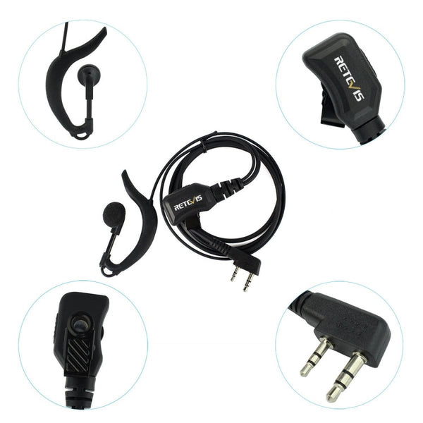 RETEVIS R-111 G Type PTT Adjustable Volume Earphone Microphone for H-777/RT-5R/RT1/RT2/RT5, R-111 K Head