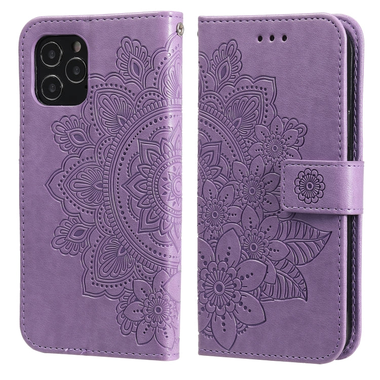 7-petal Flowers Embossing Pattern Horizontal Flip PU Leather Case with Holder & Card Slots & Wallet & Photo Frame, For iPhone 12 / 12 Pro, For iPhone 12 Pro Max