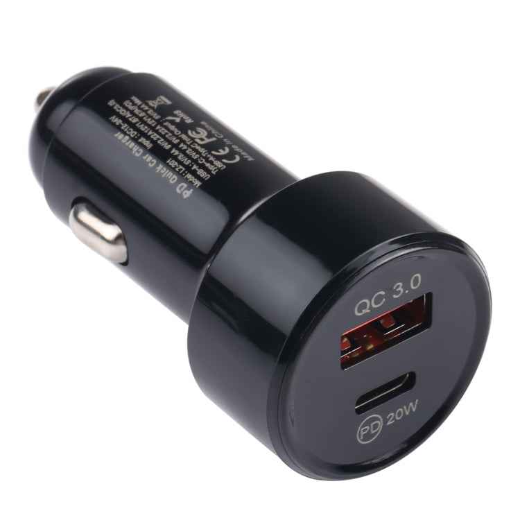 LZ-201 PD 20W USB-C / Type-C  QC 3.0 USB Mini Fast Car Charger(Black)