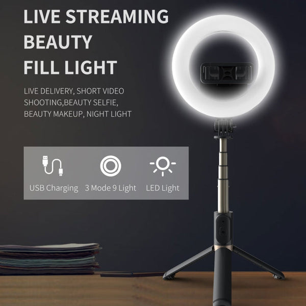 Q07 6 Inch Ring Light Portable Bluetooth Selfie Stick Tripod, Q07