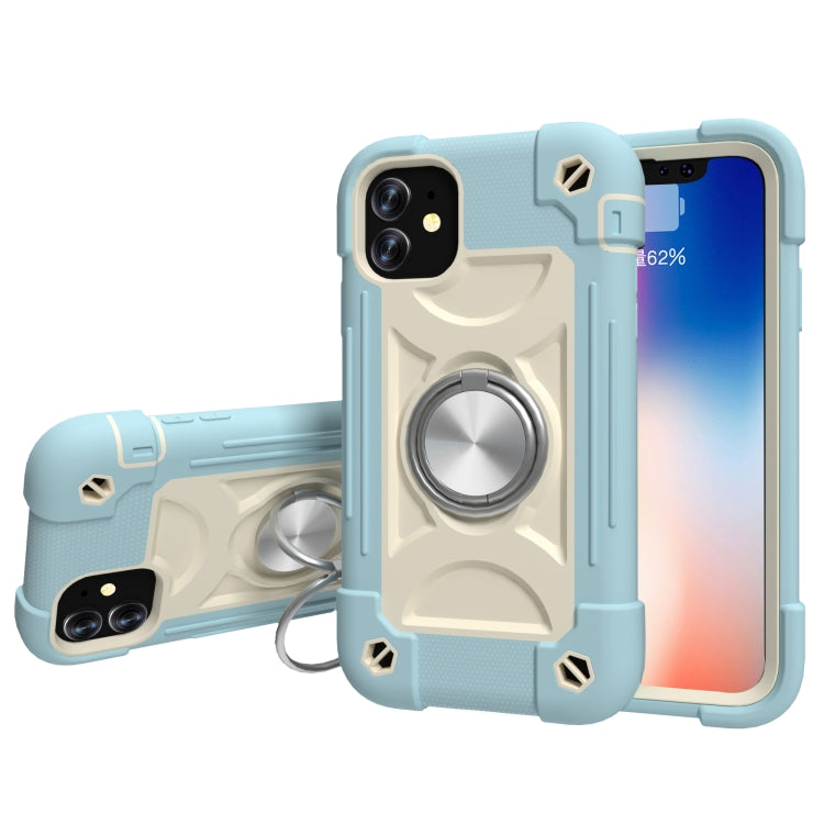 Shockproof Silicone + PC Protective Case with Dual-Ring Holder, For iPhone 11 Pro Max, For iPhone 12 mini