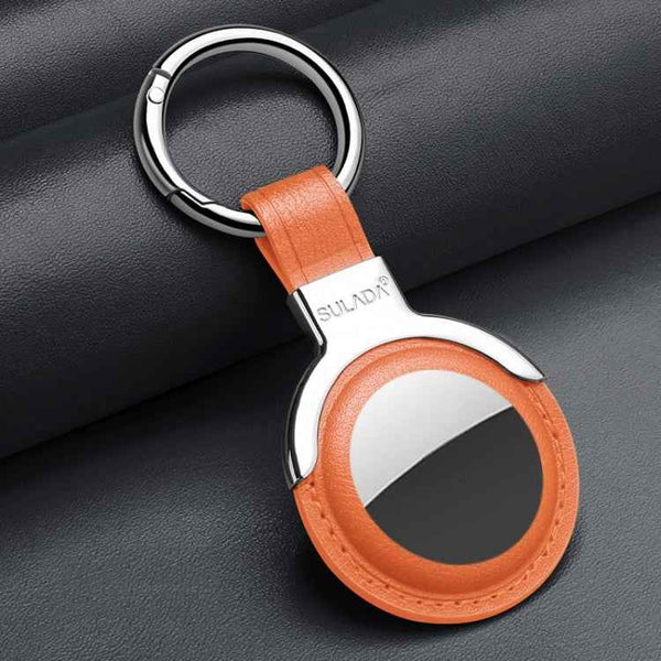 SULADA Leather Protective Cover Case with Switchable Keychain Ring For AirTag 2nd Gen / AirTag 1st Gen